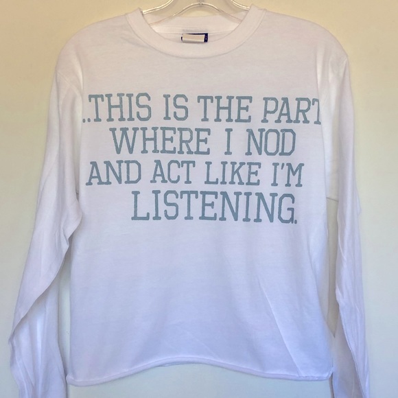 I’m Not Listening Long Sleeve Crop t shirt - Picture 1 of 3